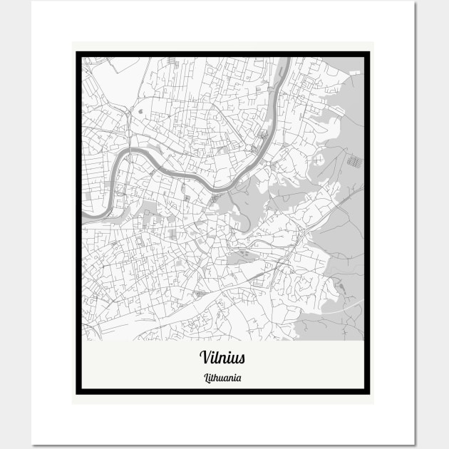 Map of Vilnius - Lithuania Wall Art by AeTDesignPT